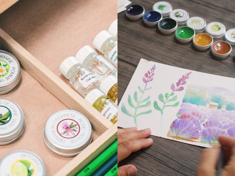 Scented watercolour workshop at lavender museum in Provence