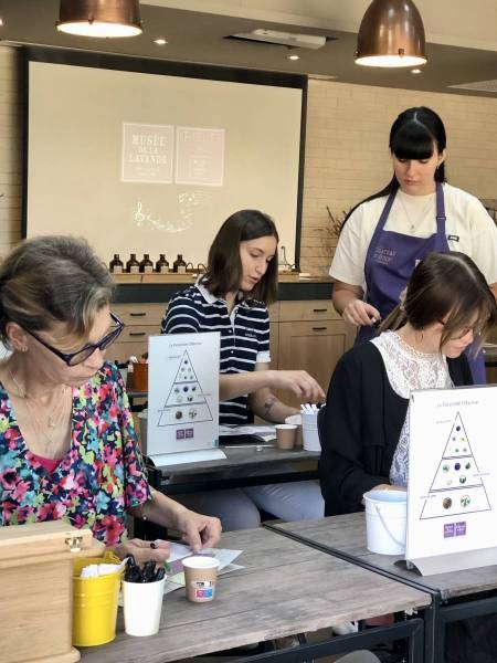 Creating your own perfumed filter at the Lavender Museum Luberon during its sensory workshop, near Avignon
